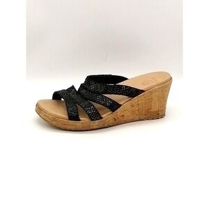 Crocs Sandals Womens A Leigh Black 8 Leather Slide Shoes Wedge Strappy 202040‎